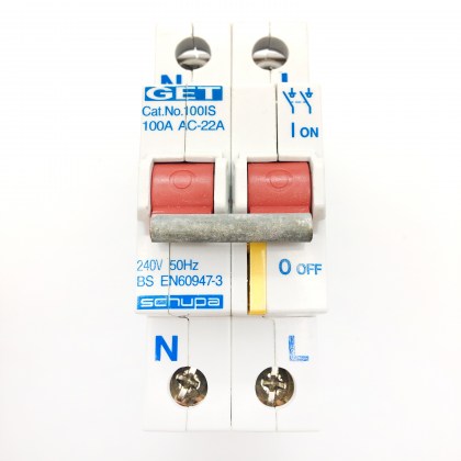 GET Schupa 100IS AC-22A 100A 100 Amp Main Switch Isolator 2P 2 Double Pole 